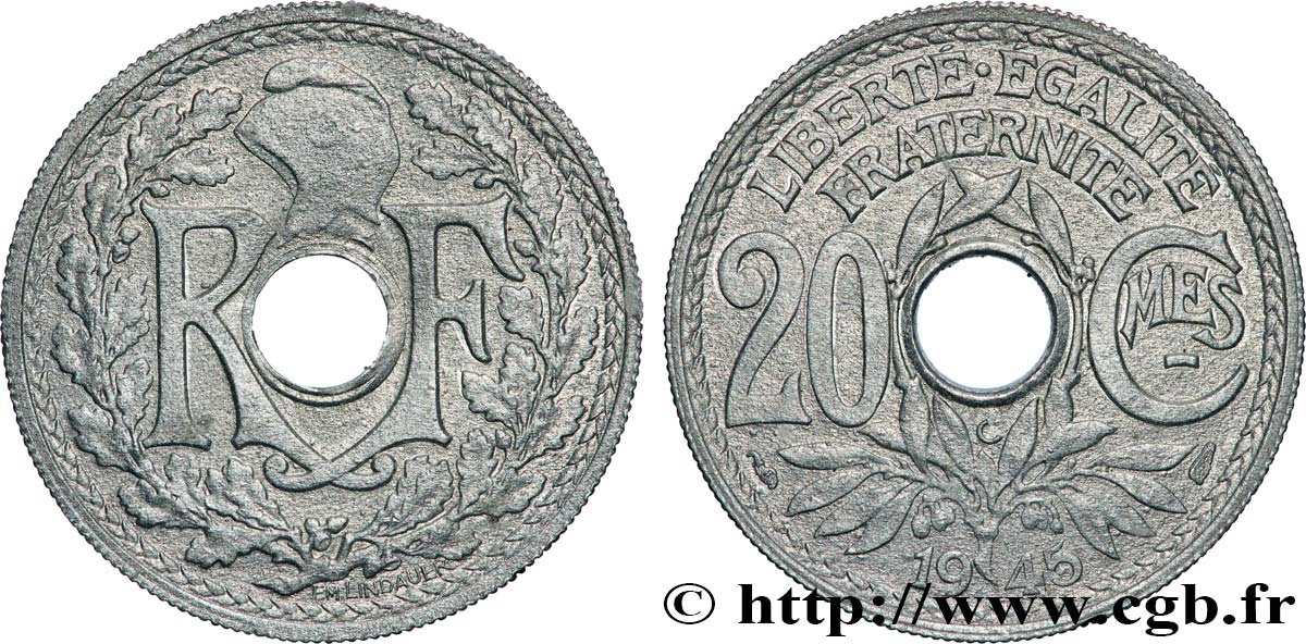 20 centimes Lindauer Zinc 1945 Castelsarrasin F.155/4 SUP 