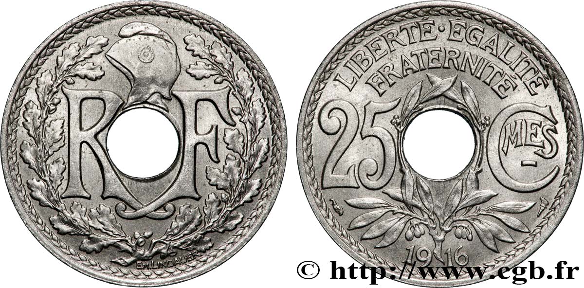 25 centimes Lindauer, Cmes souligné 1916 Paris F.170/4 MS62 