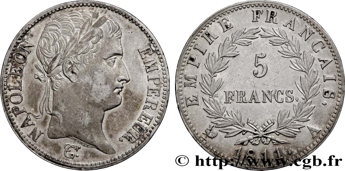 5 francs Napoléon Empereur, Empire français 1811 Paris F.307/27 TTB+ 