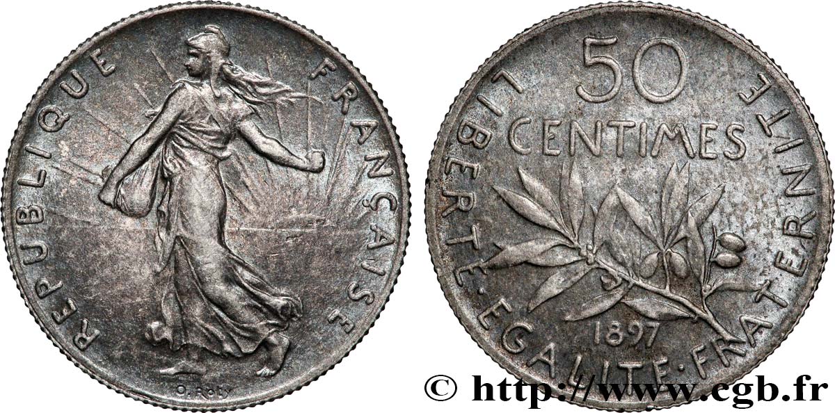 50 centimes Semeuse 1897 Paris F.190/1 MS60 