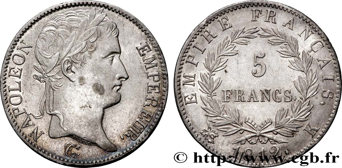 5 francs Napoléon Empereur, Empire français 1812 Bordeaux F.307/47 AU 