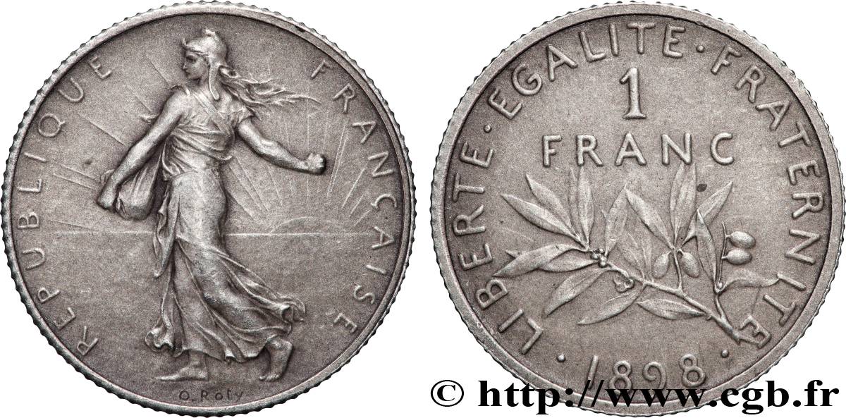 1 franc Semeuse, flan mat, vieil argent 1898 Paris F.217/2 VZ+ 
