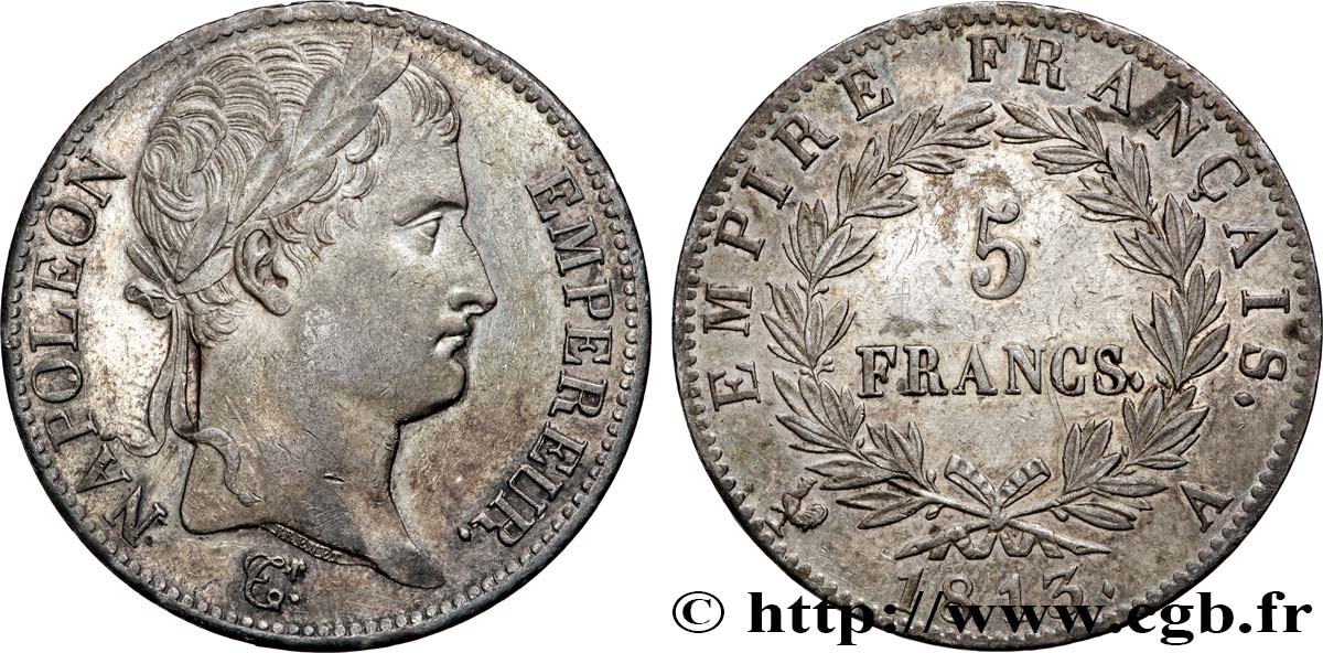 5 francs Napoléon Empereur, Empire français 1813 Paris F.307/58 SUP 