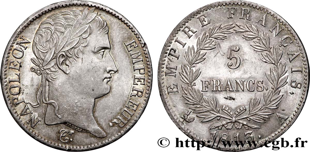 5 francs Napoléon Empereur, Empire français 1813 Paris F.307/58 SUP 
