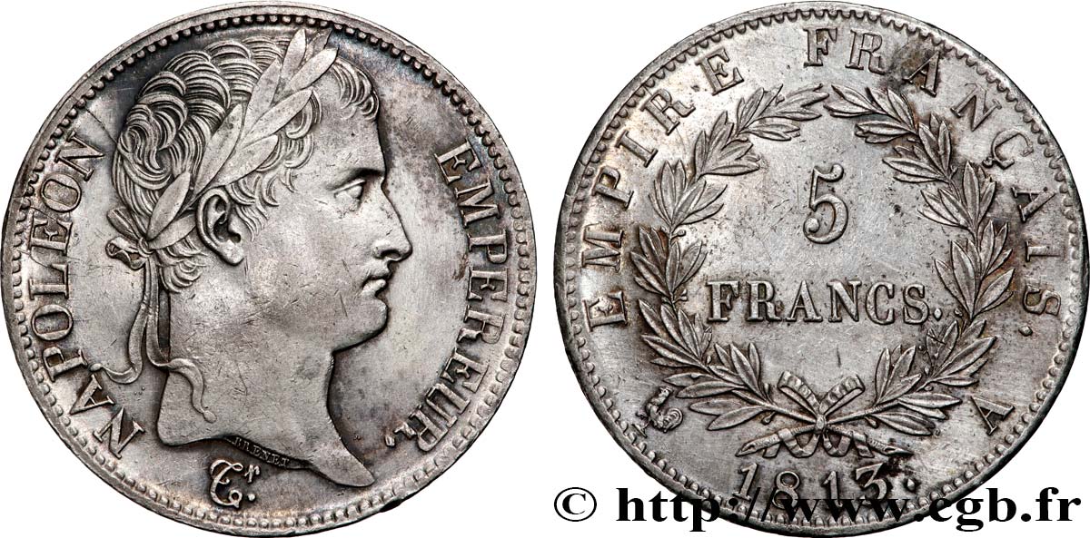 5 francs Napoléon Empereur, Empire français 1813 Paris F.307/58 SUP+ 