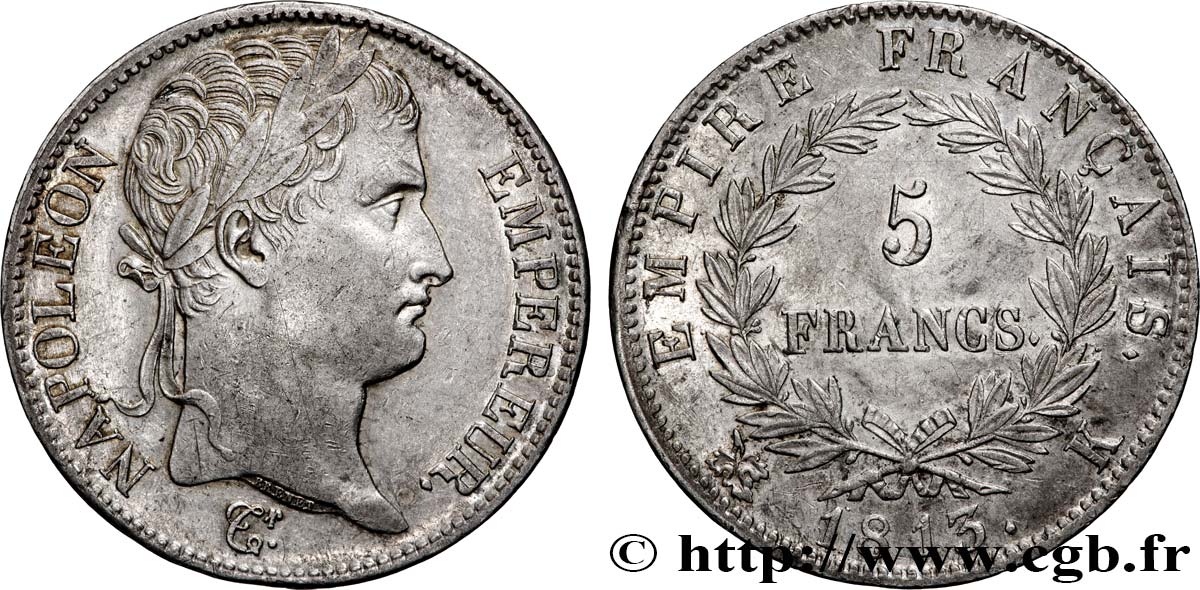 5 francs Napoléon Empereur, Empire français 1813 Bordeaux F.307/66 AU 