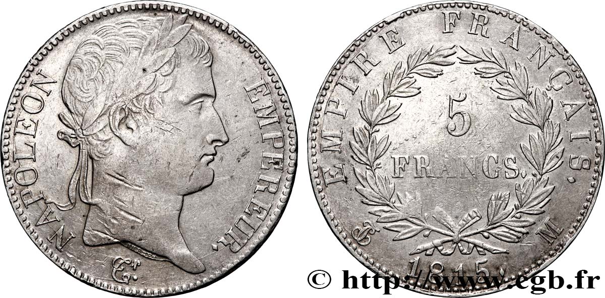 5 francs Napoléon Empereur, Cent-Jours 1815 Toulouse F.307A/6 TB+ 