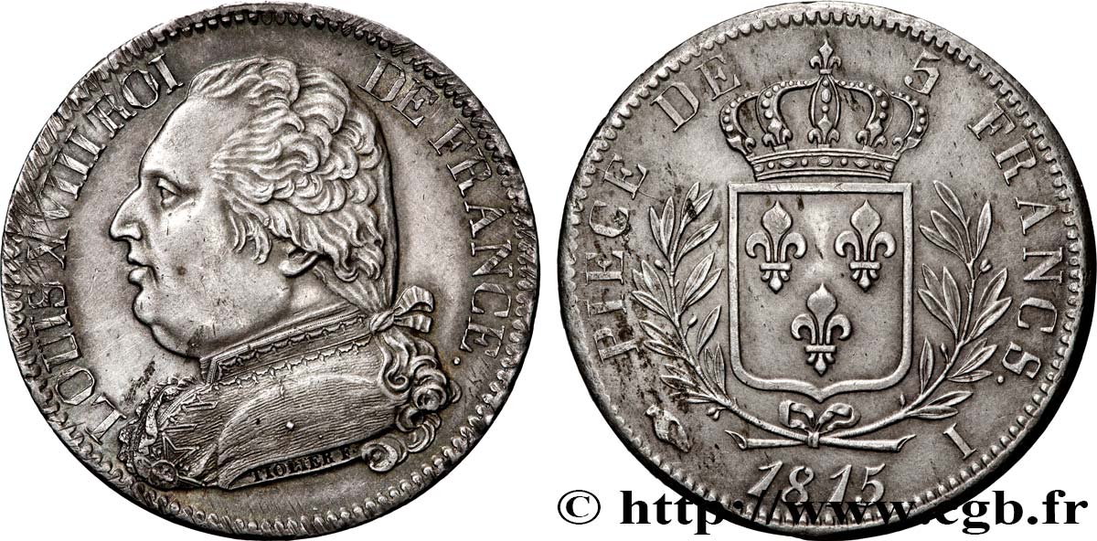 5 francs Louis XVIII, buste habillé 1815 Limoges F.308/20 MBC+ 