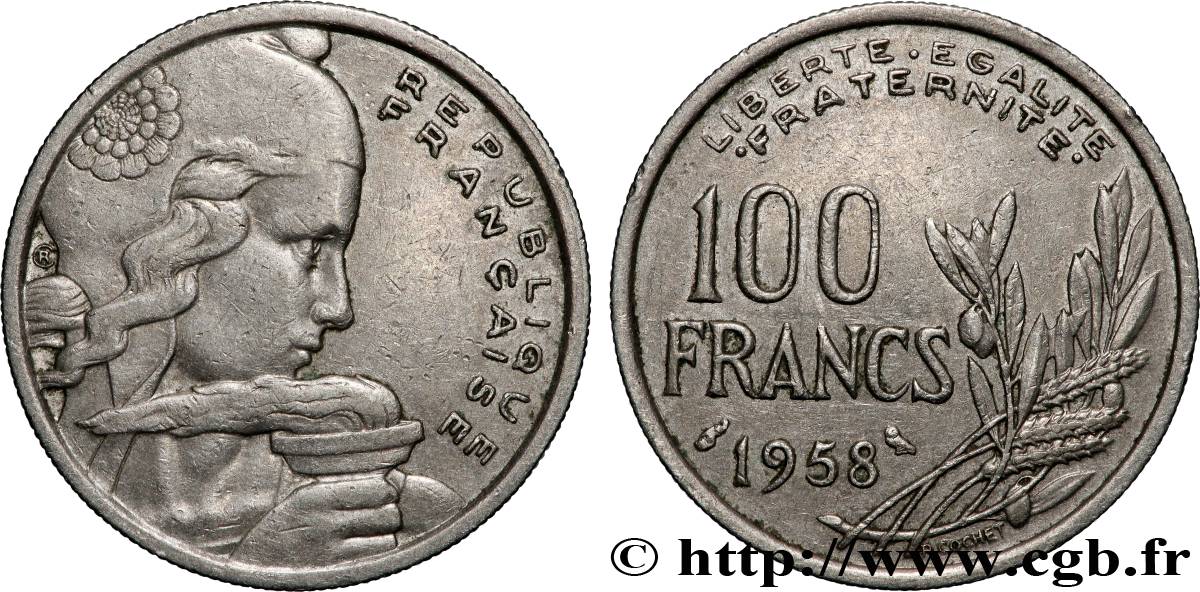 100 francs Cochet, Chouette 1958  F.450/13 XF 