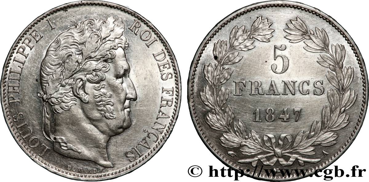 5 francs IIIe type Domard 1847 Paris F.325/14 AU 