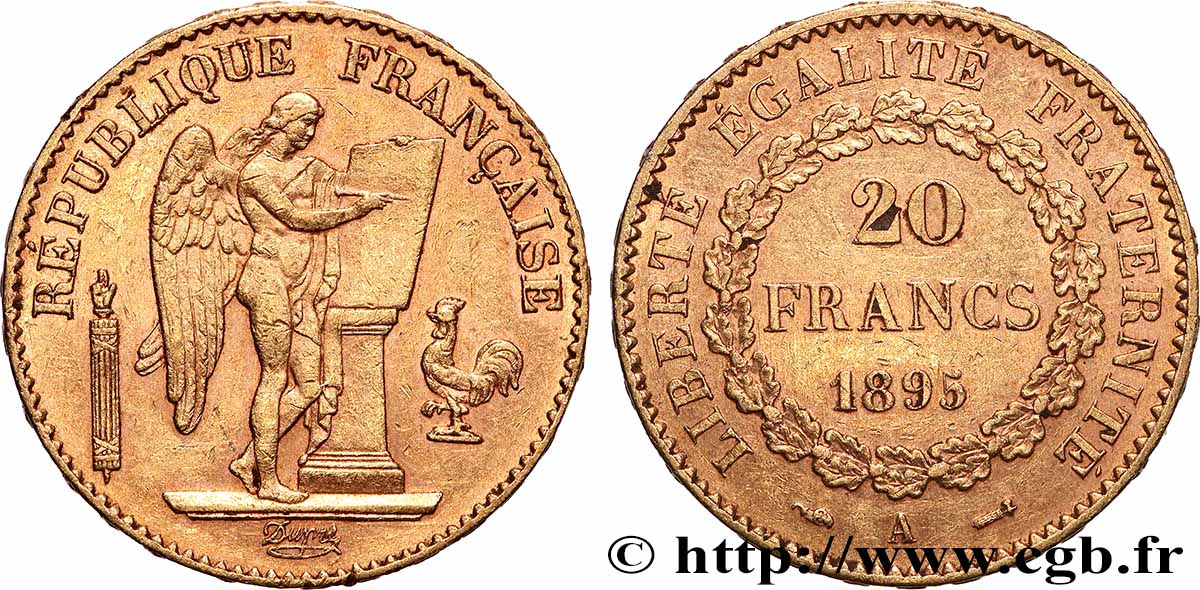 20 francs or Génie, IIIe République 1895 Paris F.533/19 SS 