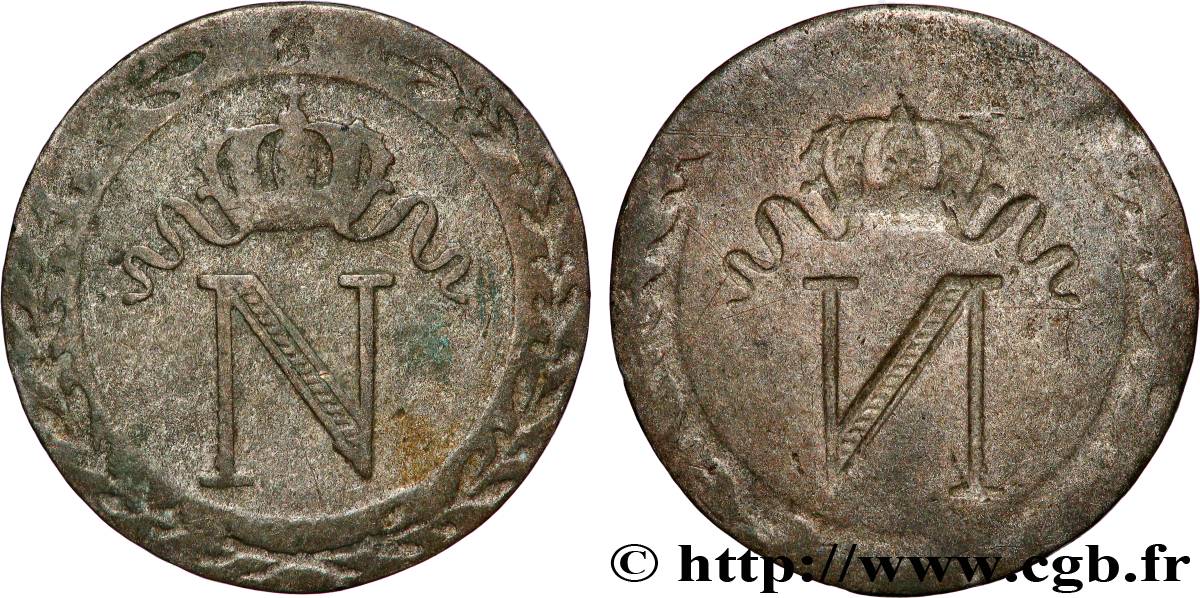 10 cent. à l N couronnée, frappe incuse n.d. - F.130/- var. TB 