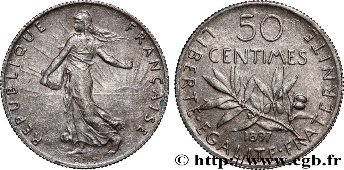 50 centimes Semeuse 1897 Paris F.190/1 AU 
