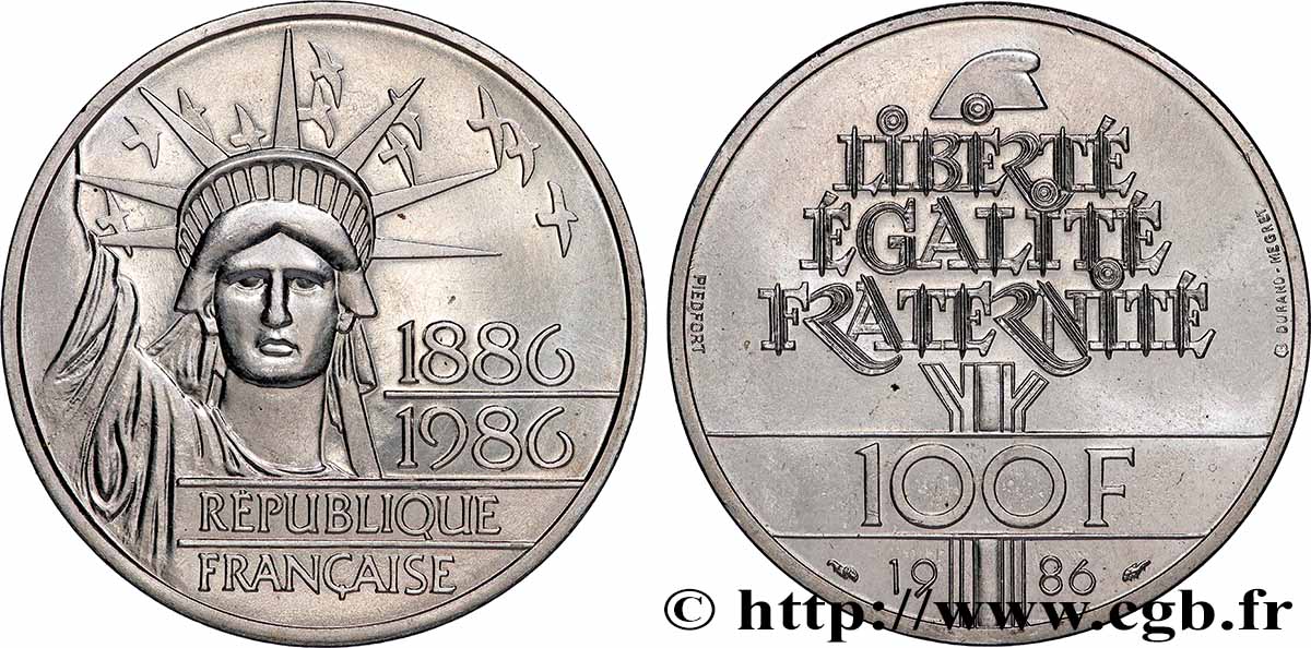 Piéfort Brillant Universel de 100 francs Liberté (Statue de la) 1986 Pessac GEM.235 P1 MS 