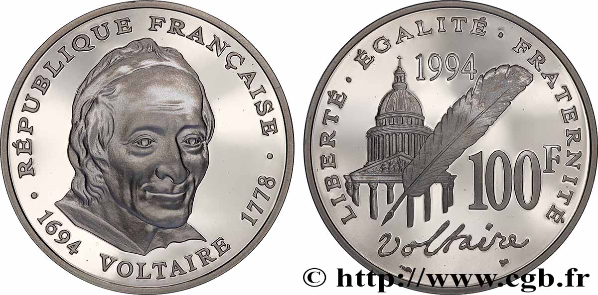 Belle Épreuve 100 francs - Voltaire 1994 Paris F5.1639 1 MS 