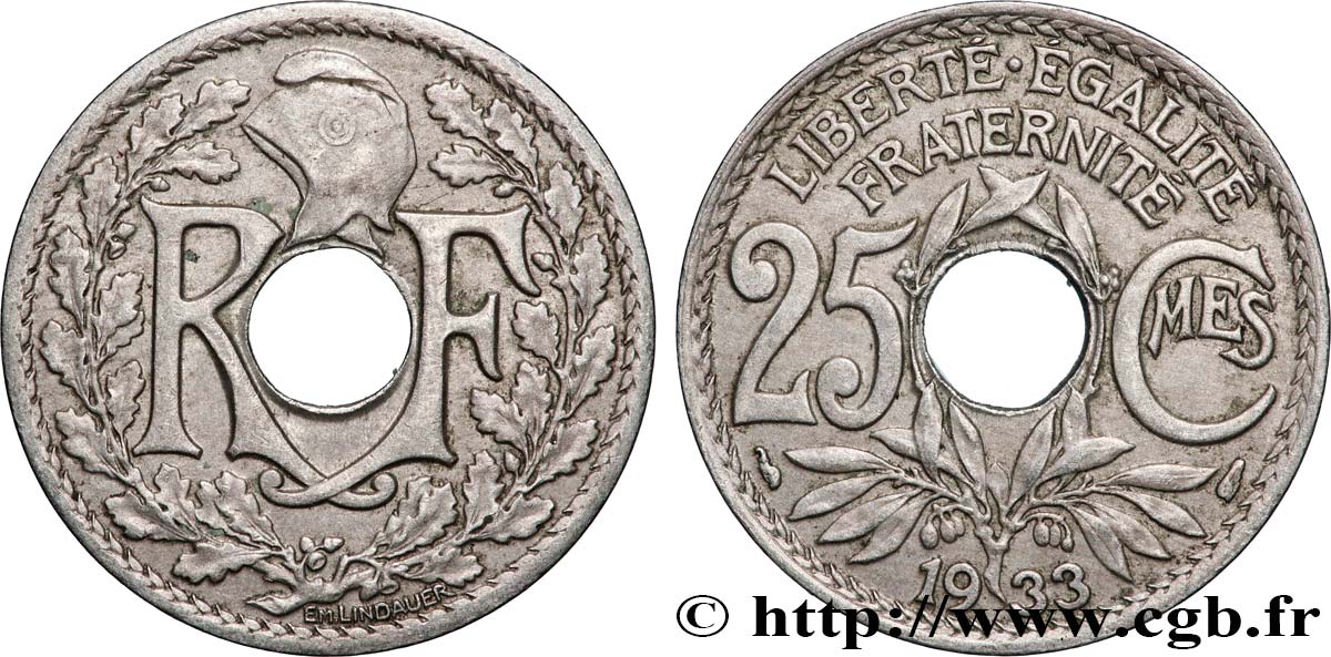 25 centimes Lindauer 1933  F.171/17 TTB+ 