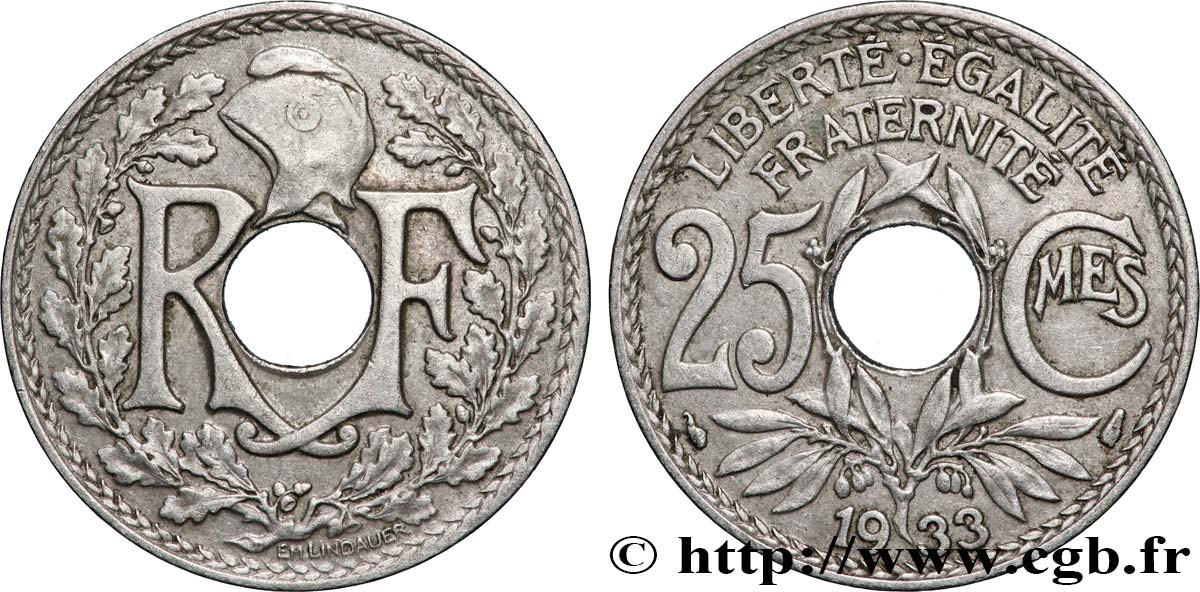 25 centimes Lindauer 1933  F.171/17 TTB+ 