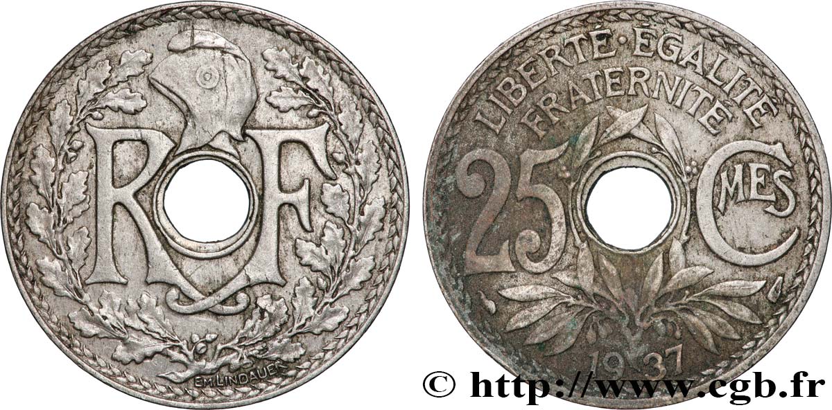 25 centimes Lindauer 1937  F.171/20 AU 