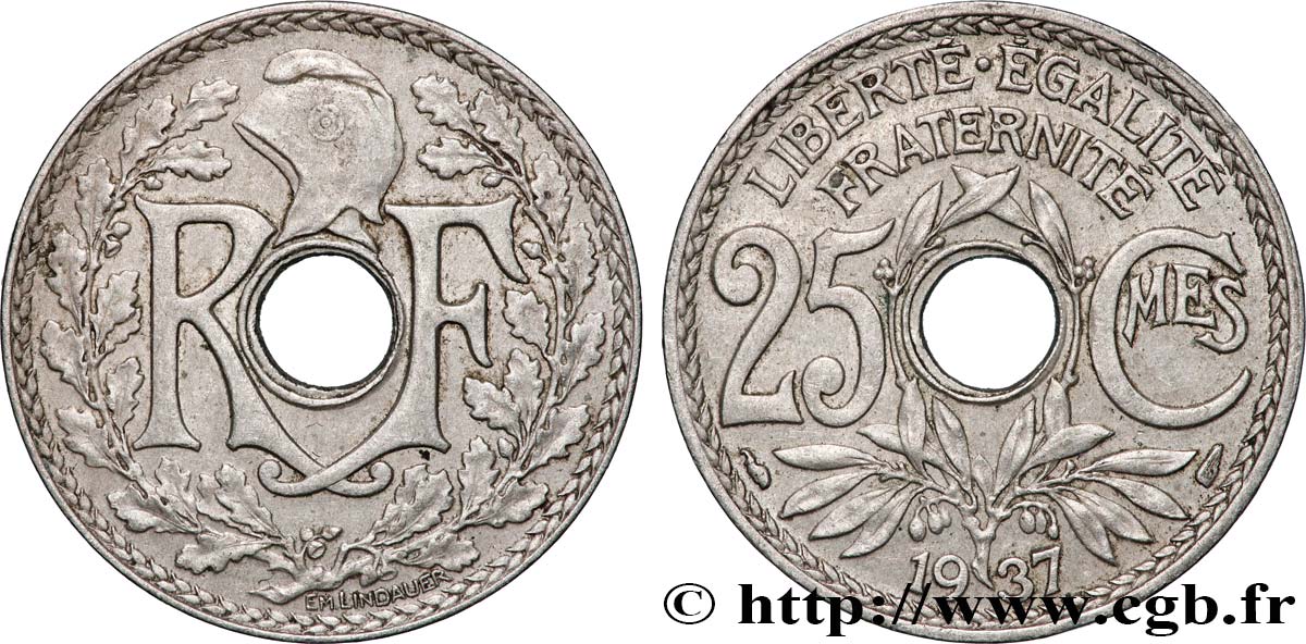 25 centimes Lindauer 1937  F.171/20 TTB+ 