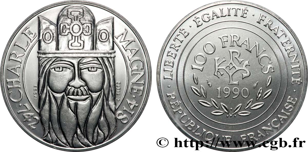 Essai de 100 francs Charlemagne 1990 Paris F.458/1 FDC 