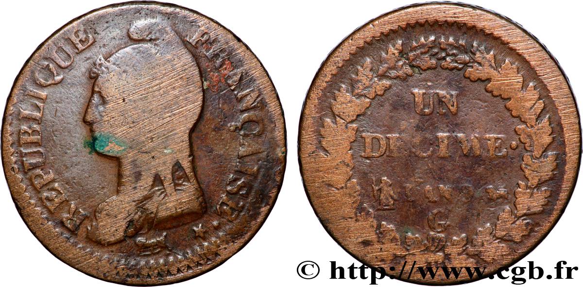 Un décime Dupré, grand module 1801 Genève F.129/75 B 