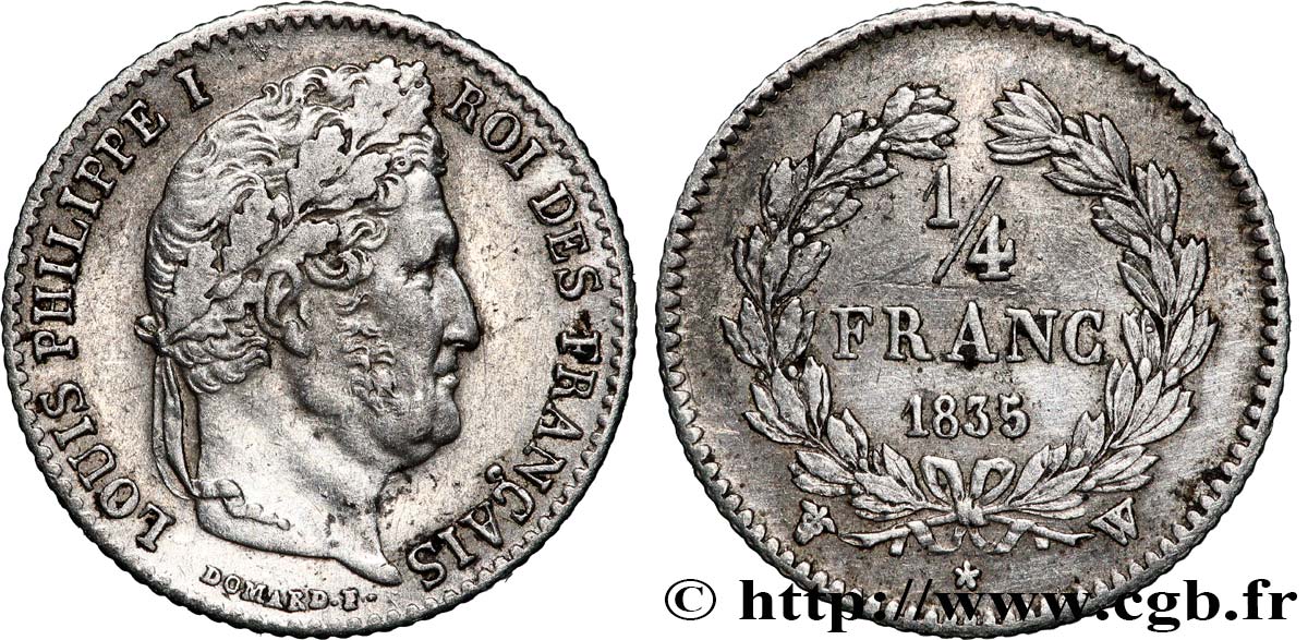 1/4 franc Louis-Philippe 1835 Lille F.166/57 TTB 