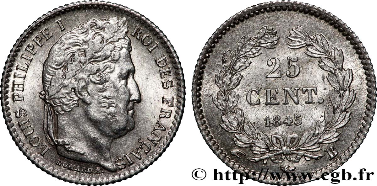 25 centimes Louis-Philippe 1845 Rouen F.167/1 SUP 