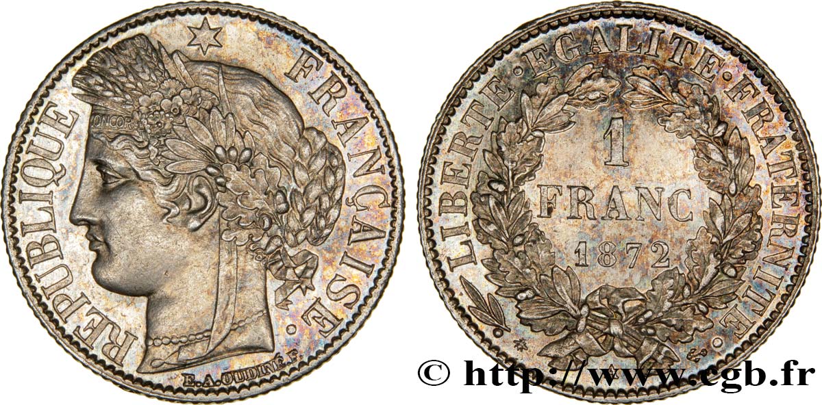 1 franc Cérès, IIIe République 1872 Paris F.216/5 MS63 