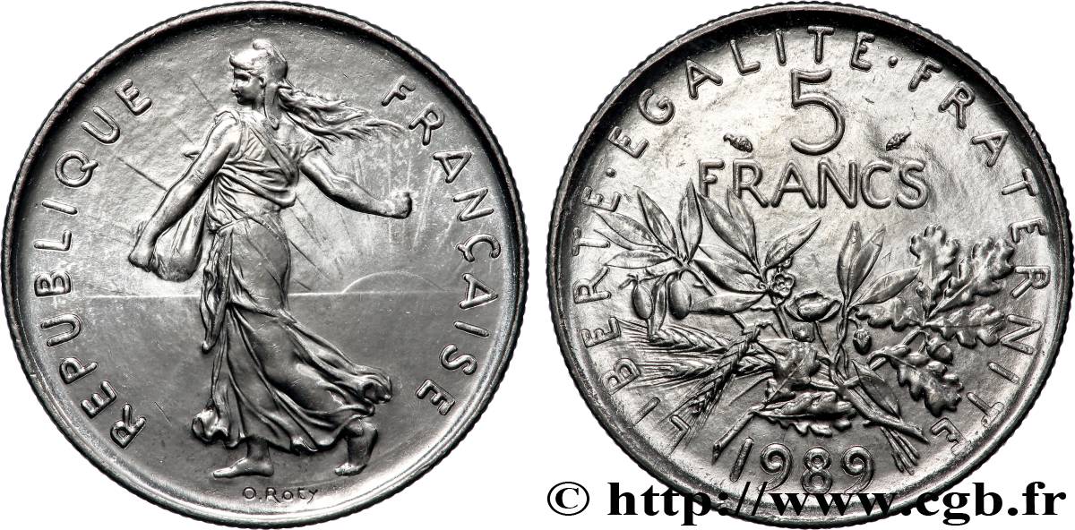 5 francs Semeuse, nickel 1989 Pessac F.341/21 ST 
