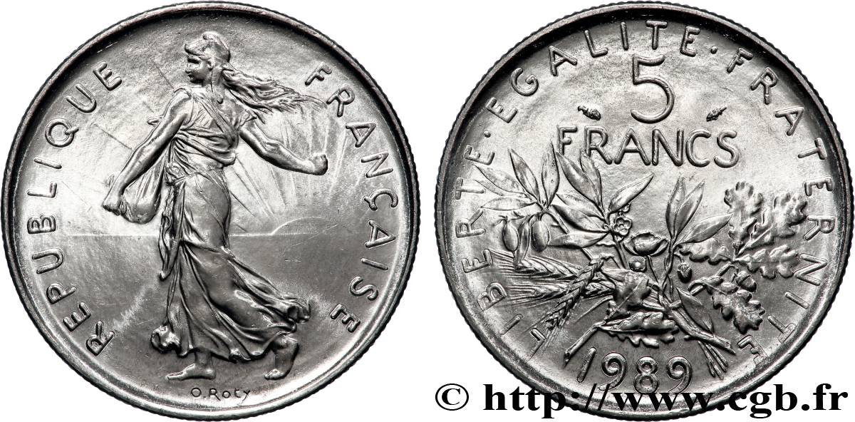 5 francs Semeuse, nickel 1989 Pessac F.341/21 FDC 