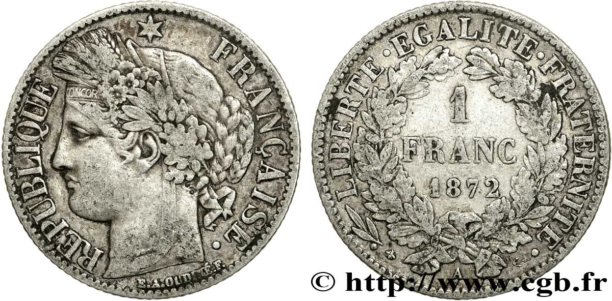 1 franc Cérès, IIIe République 1872 Paris F.216/5 MB20 