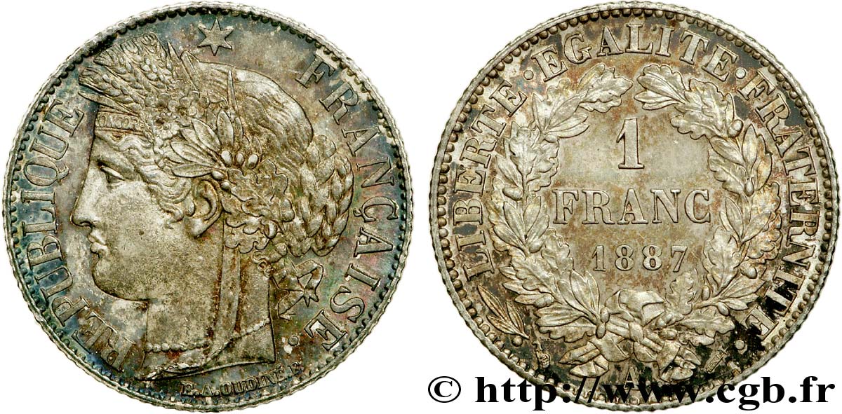 1 franc Cérès, IIIe République 1887 Paris F.216/9 SPL63 