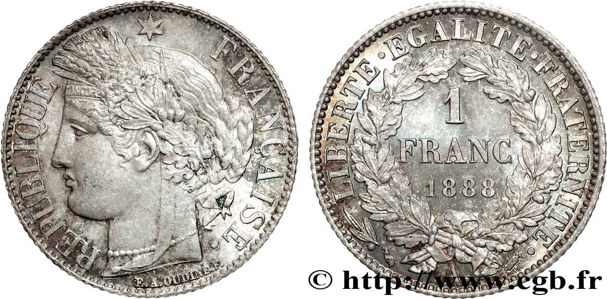 1 franc Cérès, Troisième République 1888 Paris F.216/10 SPL64 