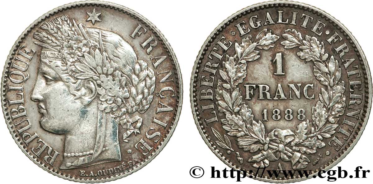 1 franc Cérès, IIIe République 1888 Paris F.216/10 TTB48 
