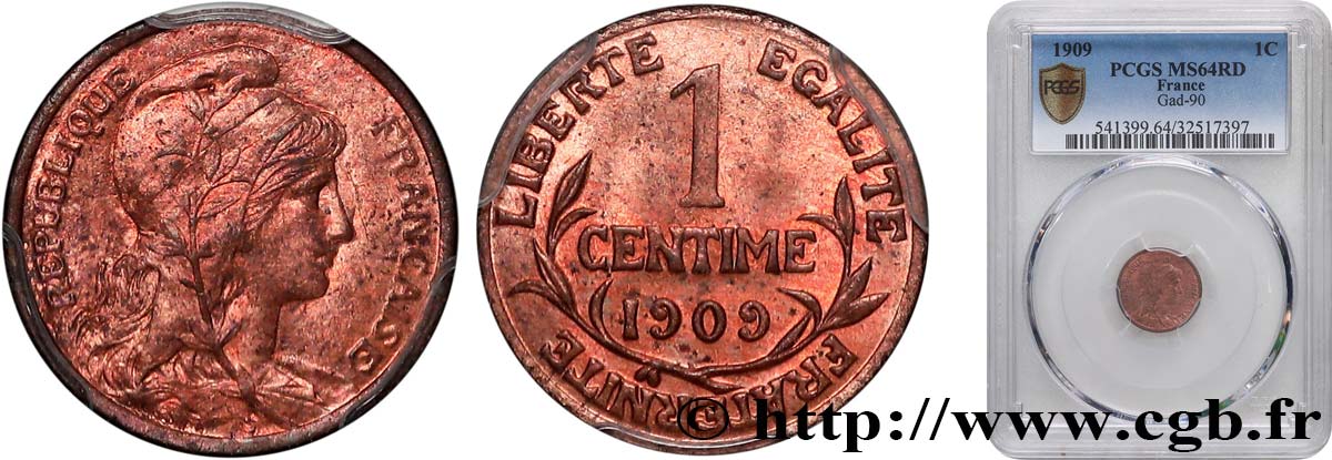 1 centime Daniel-Dupuis 1909 Paris F.105/11 MS64 PCGS