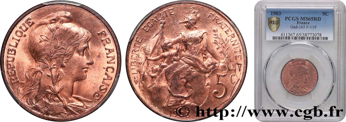 5 centimes Daniel-Dupuis 1903  F.119/13 MS65 PCGS