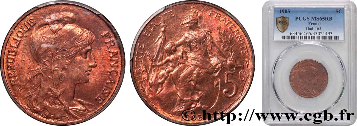 5 centimes Daniel-Dupuis 1905  F.119/15 MS65 PCGS