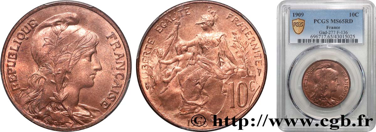10 centimes Daniel-Dupuis 1909  F.136/18 FDC65 PCGS