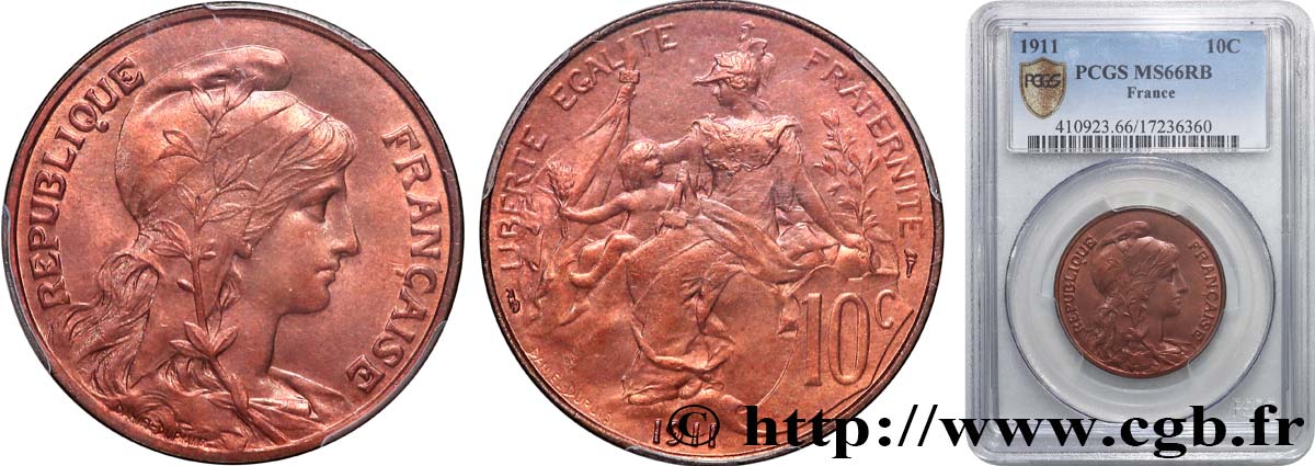10 centimes Daniel-Dupuis 1911  F.136/20 FDC66 PCGS