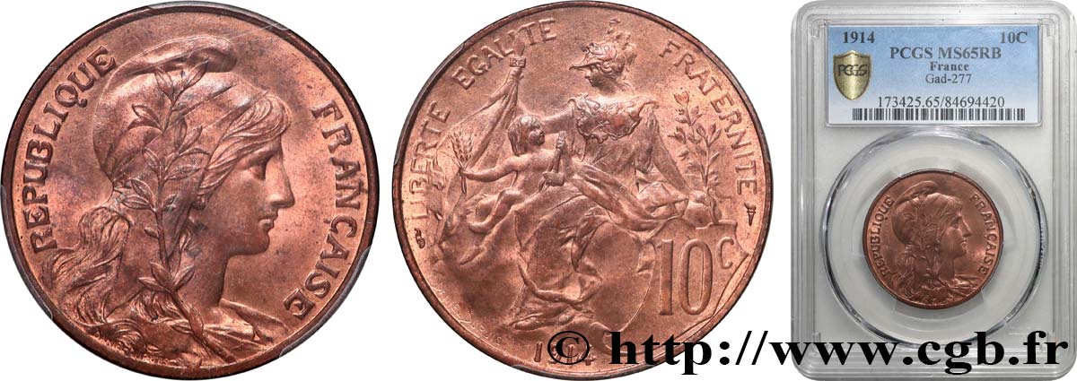 10 centimes Daniel-Dupuis 1914  F.136/23 FDC65 PCGS