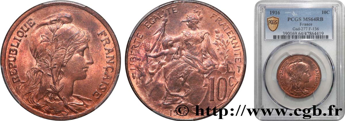 10 centimes Daniel-Dupuis 1916  F.136/26 FDC65 PCGS