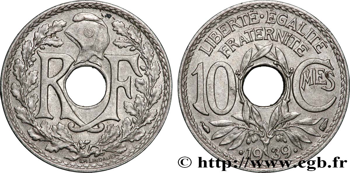 10 centimes Lindauer, maillechort 1939  F.139/3 fST 