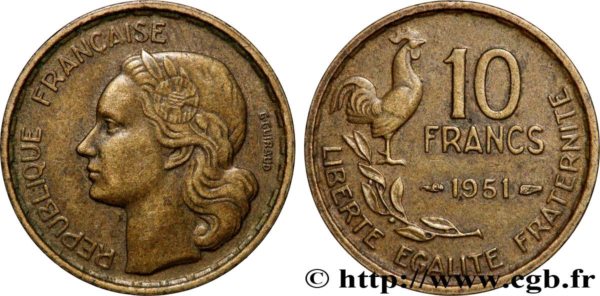 10 francs Guiraud 1951  F.363/4 fVZ 