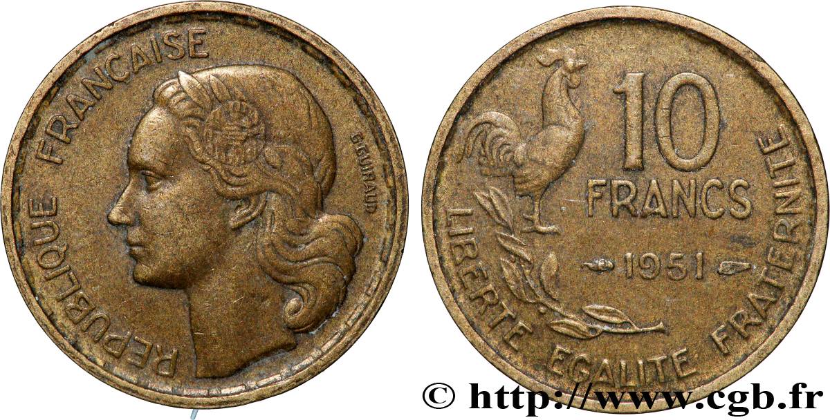10 francs Guiraud 1951  F.363/4 TTB+ 