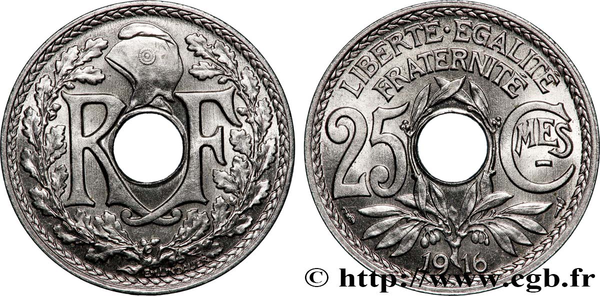 25 centimes Lindauer, Cmes souligné 1916 Paris F.170/4 SPL 