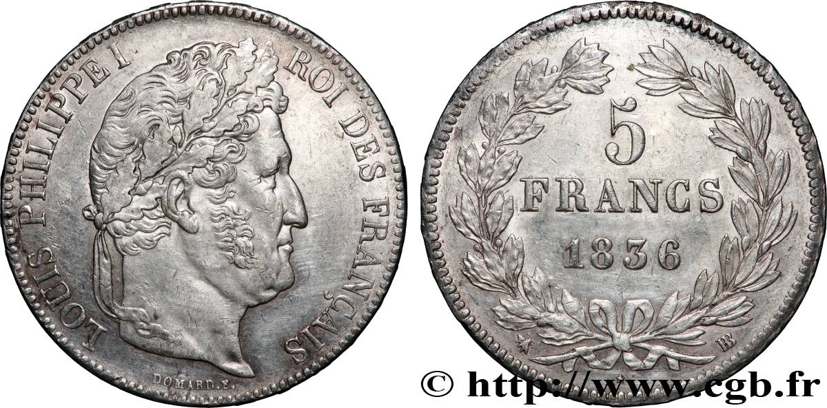5 francs IIe type Domard 1836 Strasbourg F.324/55 TTB+ 