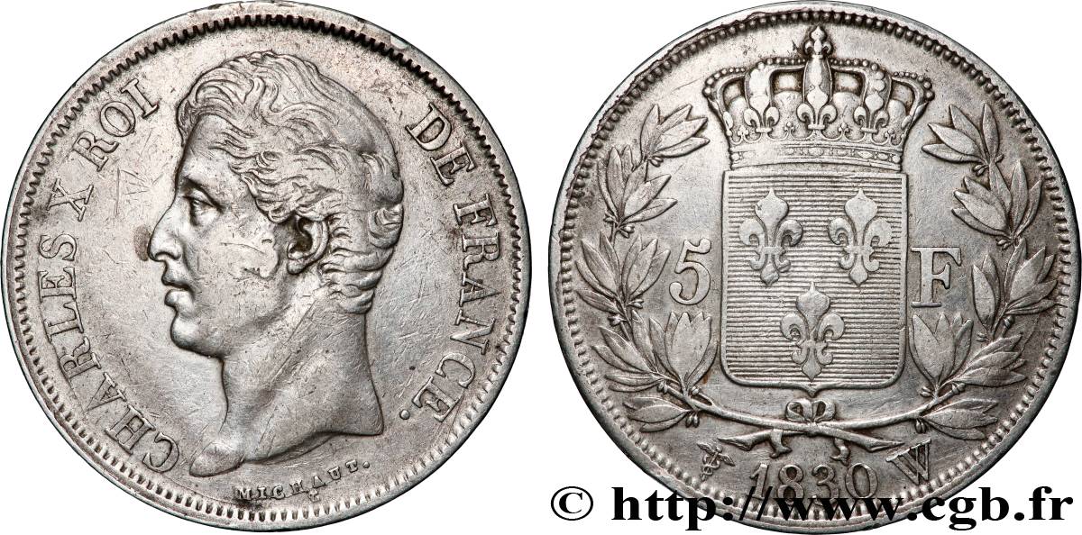 5 francs Charles X, 2e type 1830 Lille F.311/52 TB+ 