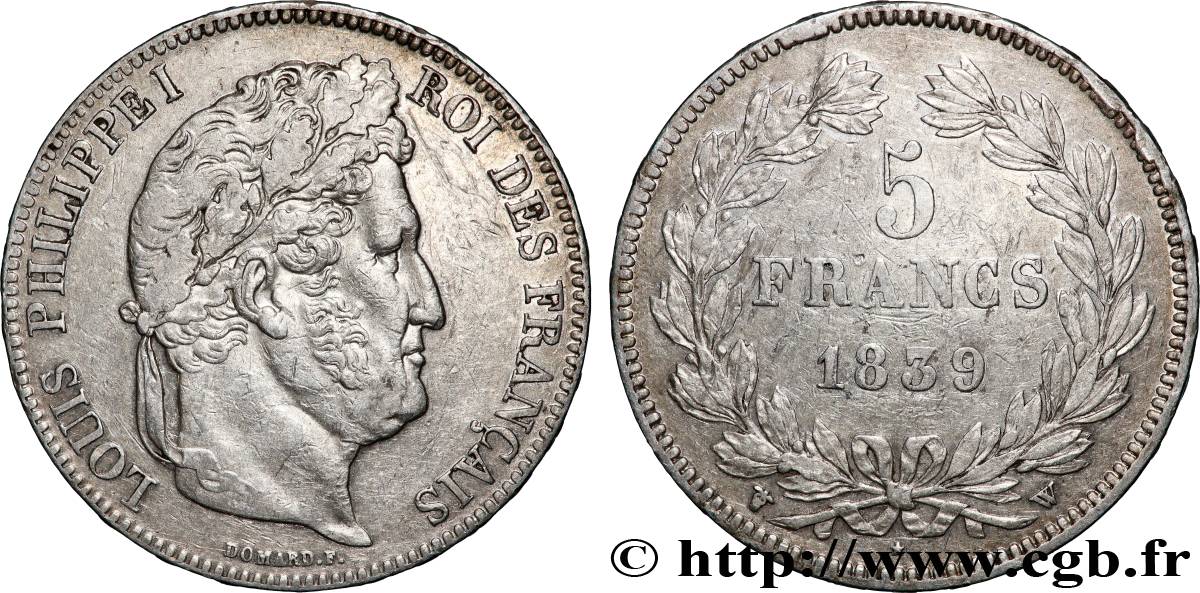 5 francs IIe type Domard 1839 Lille F.324/82 TTB 