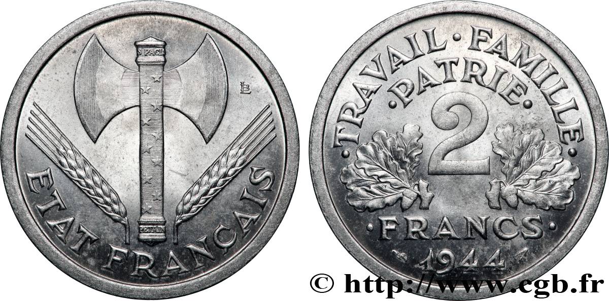 2 francs Francisque 1944  F.270/4 SPL 