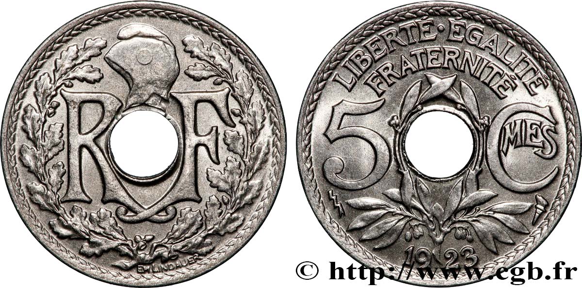 5 centimes Lindauer, petit module 1923 Poissy F.122/7 SC64 